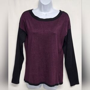 Kenneth Cole L Pullover Knit Sweater Top Stretch Zipper Back Long Sleeve